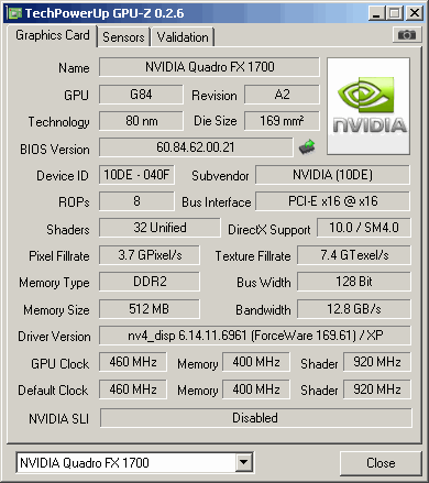 NVIDIA Quadro FX 1700 NVIDIA Quadro FX 1700